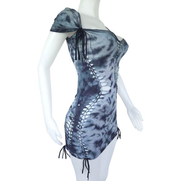 TEMPTRESS COLLECTION - LARGE - Moonlit Waves Tie-Dyed Dress- Perfect for clubs - Picture 7 of 7